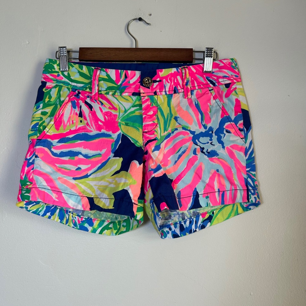 EUC Lilly Pulitzer Shorts Callahan Size 0 Multi Color Tropical Floral Print